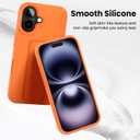LAUDTEC Silicone Kickstand Case Compatible with iPhone 16, Vertical and Horizontal Stand Hand Strap Metal Kickstand Cover, Flexible Soft Liquid Silicone Stand Case for iPhone 16 (Orange)