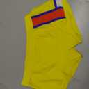 Men's Swim Trunks Low Rise Bulge Pouch Boxer Briefs Sexy Bathing Suit Swimwear Square Leg Swimsuit (M, Yellow)