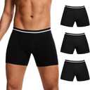 ShieldEase Men's Washable Incontinence Boxer Briefs with Fly, Cotton & Mesh Breathable Reusable Urinary Leakproof Underwear, Front & Rear Protection, 120ml Absorbency (3 Pack, Black, XL)