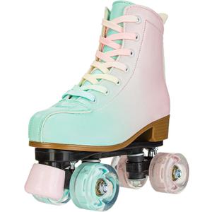 Women's Roller Skates,Double Row Skates Adjustable Leather High-top Roller Skates Perfect Indoor Outdoor Adult Roller Skates with Bag (pink, 8)