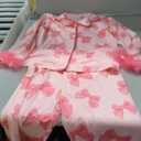 Toddler Baby Girl Satin Pajamas Set Fuzzy Trim Button Down Sleep Shirt Top Pants Bottoms Sleepwear Loungewear Set (5-6 Years)