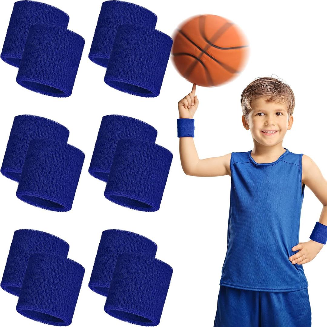 Bememo 12 Pack Wristbands Sweatband for Women Men, Neon Colored Sport Wrist Bands, Tennis Football Basketball Sweatbands, Moisture Wicking Arm Bands for Working Out