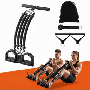 2026 Upgrade Multifunction Foot Pedal Resistance Band with Handle, Adjustable 4-Tube Ankle Puller for Full Body Exercise, Core & Leg Training – Men & Women