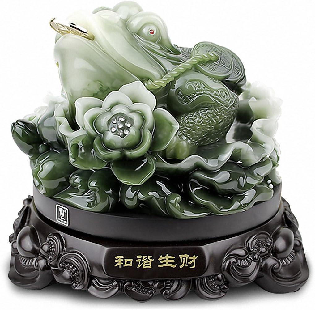Feng Shui Money Frog Resin Statue, 6.9"L x 6.5"W x 6.9"H, Gold Color, Attract Wealth and Good Luck