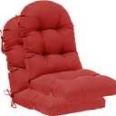 QILLOWAY Outdoor High Back Chair Cushion for Adirondack, All Weather Rocking Chair Cushions Thick Padded Replacement for Patio Furniture Set of 2,Red, 48in x 20in