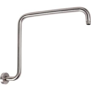 PHASAT S Shaped Shower Arm, 16.65 Inches High Rise Shower Arm with Flange,Shower Head Extension Arm Replacement,Shower Arm Extension Brushed Nickel,PU9L02