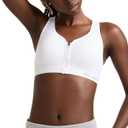 Champion Women's Sports Bra, Motion Control Front-Zip, High-Impact Maximum Support, Breathable, Moisture-Wicking (36DD, Bright White)
