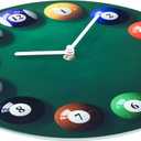 Billiards Pool Ball Wall Clock-Glass Pool Table Wall Clock for Billiards Room,Pool Room,Bar,Gift(12 Inch)