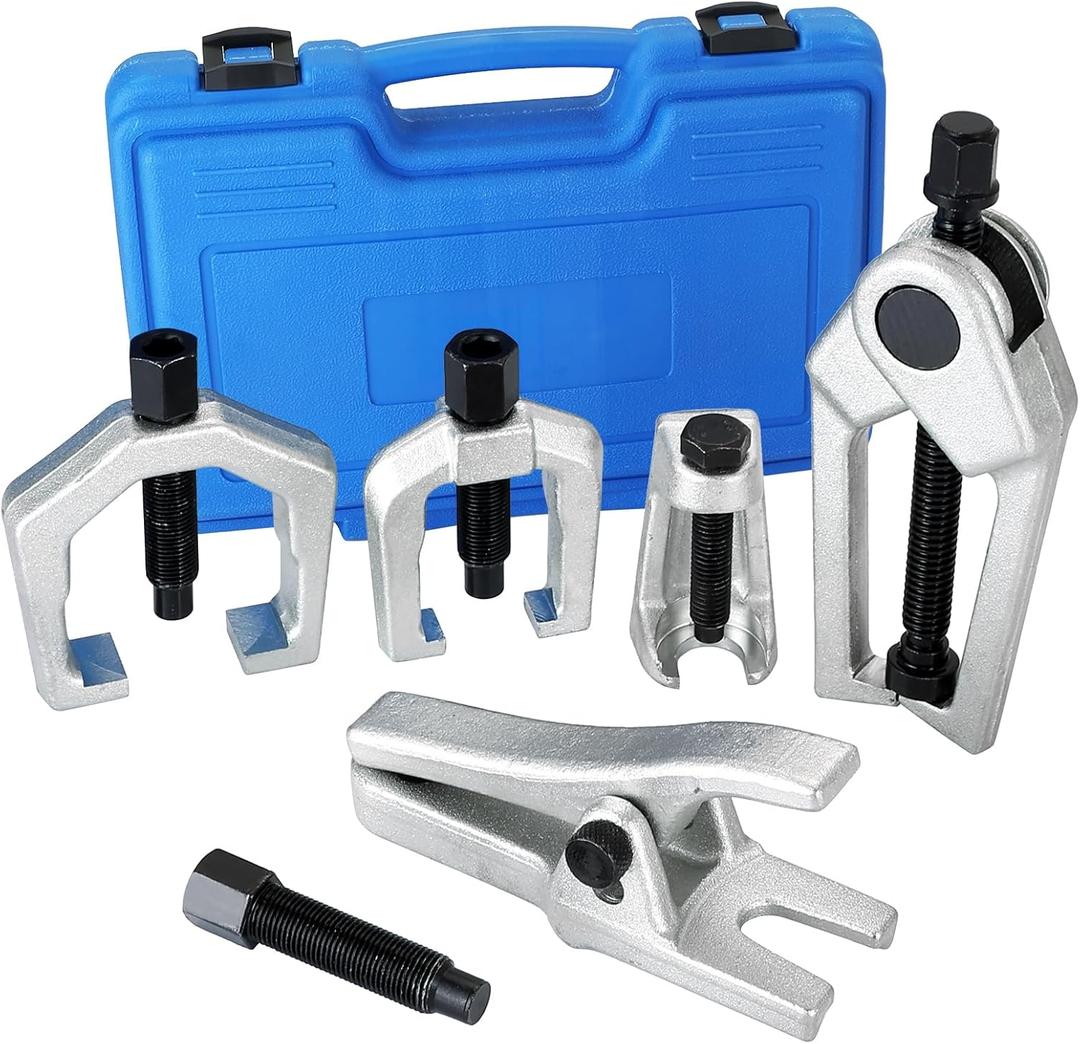 5PCS Ball Joint Separator Front End Service Tool Kit 5-in-1 Pitman Arm Puller Tie Rod End Removal Tool Set for Front End Service Splitter Removal Kit (Blue)