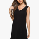 GYS Womens Bamboo-Derived Viscose Nightgowns Soft Sleeveless V Neck Nightdress Lightweight Sleep Shirt L