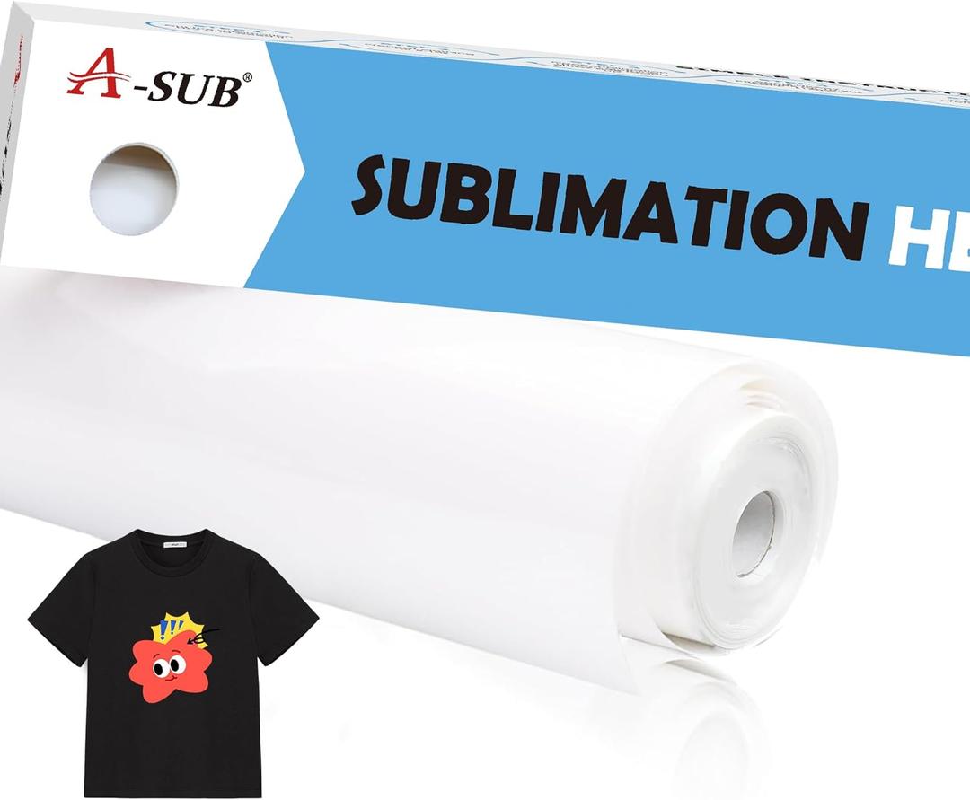 A-SUB Sublimation HTV for Dark and Light Fabric, 12" X 20FT Matte Sublimation Vinyl, White HTV Vinyl for Sublimation on Cotton Fabric - T-Shirt, Pillow, Bag
