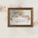 Vintage Gold Framed The Last Supper Canvas Wall Art Jesus Christian Painting Picture Wall Decor Jesus and Twelve Apostles Poster Print Artwork for Dining room Prayer Room Church Home Decortion (16"L x 12"W)