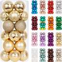 XmasExp 24ct Christmas Ornaments Shatterproof Christmas Ball Ornaments Set Decorations for Xmas Tree Balls 40mm/1.57" (1.57'', Gold)