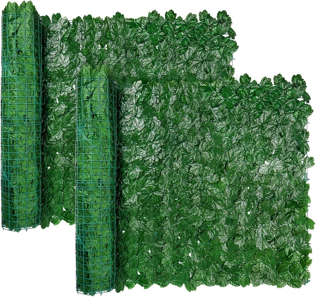 iCover 2 Set of 39 * 118in Artificial Ivy Privacy Fence Screen Cover, Highly Dense Leaves Wtih Strengthened Joint Prevent Leaves Falling Off (Green Maple Leaf)