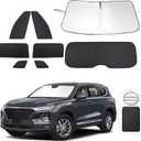 8PCS Windshield Sun Shade Custom Fit for 2019-2024 Hyundai Santa Fe,SE,SEL,SEL Plus,Limited,Ultimate Accessories Foldable Sunshade Side Rear Window Shade Cover Full Set Privacy Protection