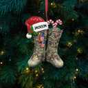 2 x Custom DIY Name Army Christmas Ornaments for Xmas Tree, Military Christmas Ornaments, Veteran Boots, Army Man Ornament, Gifts for Men, Soldier, Dad, Grandpa, Veteran
