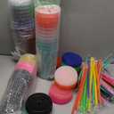 Honeydak 60 Pack Tumbler with Straw and Lid Bulk Cups for Gifts Glitter Plastic Coffee Cups 24-27 oz Reusable Water Bottle Iced Coffee Travel Mug Party Favors for Birthdays Travel (Assorted Color)