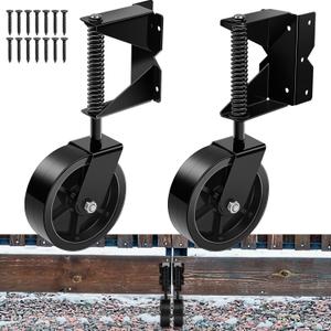 Gisafai 2 Pcs 6 Inches Heavy Duty Gate Wheel, Gate Caster for Outdoor Wooden Doors or Fence, Caster Wheel Spring Loaded for Uneven Floors with 360 Swivel, Left Right, Black Gisafai 2 Pcs 6 Inches Heavy Duty Gate Wheel, Gate Caster for Outdoor Wooden Doors or Fence, Caster Wheel Spring Loaded for Uneven Floors with 360 Swivel, Left Right, Black