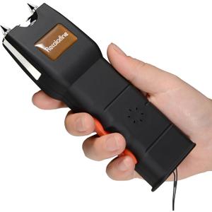 Stun Gun with LED Flashlight for Women Self Defense Rechargeable Stun Guns with Personal Security Alarm (Black)