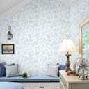 17.3"x197" Wallpaper Peel and Stick Green White Leaf Flower Contact Paper for Bedroom Bathroom Drawers and Cabinets Self-Adhesive Waterproof Removable Stripe Boho Vinyl