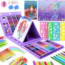 homicozy Art Supplies for Kids Ages 4-12,Mermaid Drawing Sets Art Case, Coloring Kits with Double Sided Trifold Easel, Crayon, Colored Pencil, Marker, Coloring Book, Drawing Stuffs Gifts for Girls Age 4-6-8