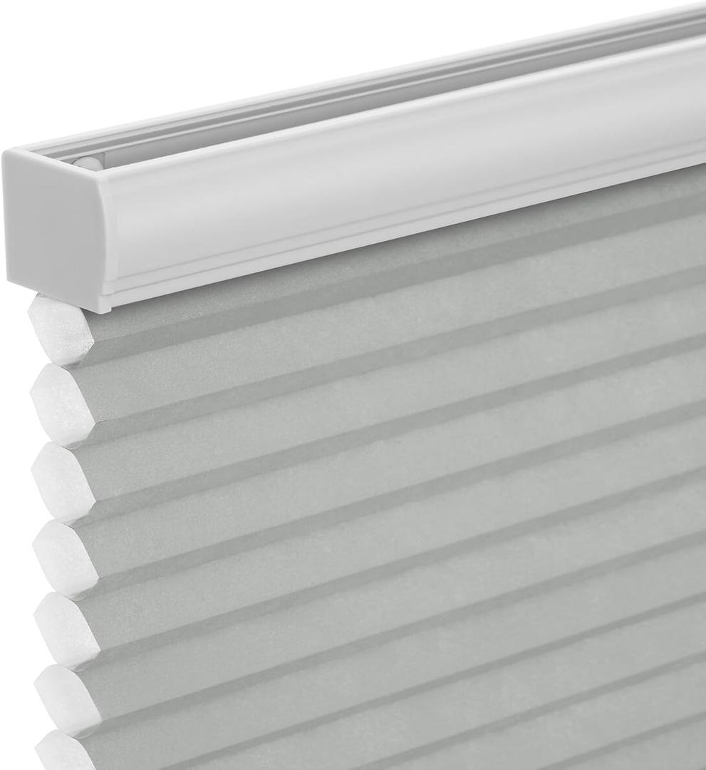 Changshade Cordless Cellular Shades, Light Filtering Honeycomb Shades for Windows, Pull Down Pleated Blinds, Easy to Install for Indoor Windows and French Doors,19" W x 36" H, Grey
