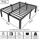 ROIL 18 Inch King Bed Frame with Rounded Corner and Headboard Hole Mattress Retainers 3500LBS Metal Heavy Duty Steel Slats No Box Spring Needed Platform Noise-Free Easy Assembly