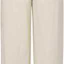 Allegra K Casual Linen Pants for Women Wide Leg High Waist Button Trousers with Pockets (Small, Beige)