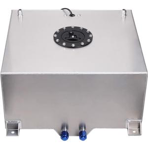 Universal 5 Gallon 20L Fuel Cell Tank with Cap and Level Sender Polished Aluminum Silver