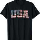 USA US Flag Patriotic 4th of July America T-Shirt, Size L