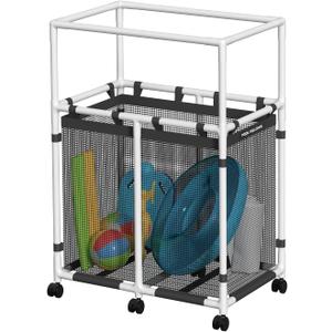 Pool Storage Bin, 105 Gallons, Holder for Noodles, Toys, Floats, Towels, Mesh Organizer for Swimming Equipments, Basic Pro Style