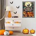 Halloween Skull Pumpkin Diamond Art Kits for Adult, Horror Bat Spider Web Diamond Painting Kits for Beginner, DIY Full Drill Rhinestone Diamond Dots Gem Painting Art Craft Home Decor 12 x16 Inch