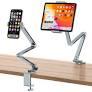 OMOTON GH03 Adjustable Tablet Stand for iPad, Desk Phone Holder for Bed with 2 Clamps, Flexible Aluminum Alloy Mount with 360° Rotation for 413" Devices