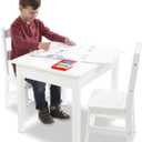 Melissa & Doug Wooden Kids Table & Chairs Set, Montessori, Homeschool Classroom Must Haves, Bedroom Furniture for Boys & Girls 3+, Child, White