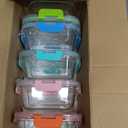 CREST Glass Meal Prep Containers 2 Compartment Set, 5-Pack, 34oz,Divided Bento Lunch Boxes with Lids for Adults