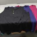 3 Pack Plus Size Tops for Women Casual Crew Neck Sleeveless Henley Tank Tops Loose Fit Buttons Tunics Shirts, 1X-5X (XX-Large Plus, Black, Navy Blue, Fuchsia)