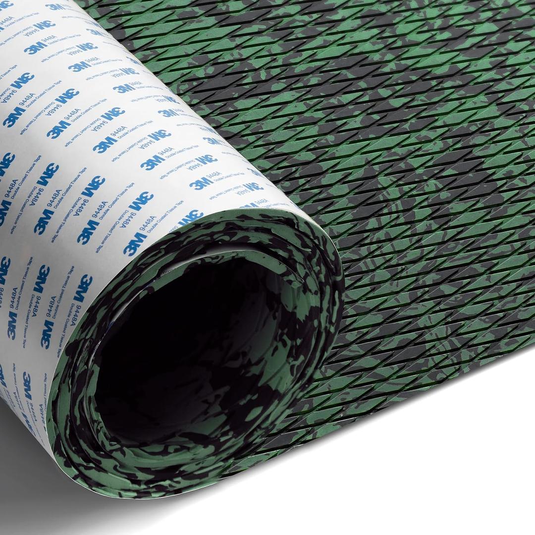 ullfire EVA Foam Boat Flooring Sheet with Adhesive – Camo Green Small Diamond Marine Decking Mat, Waterproof Anti-UV Floor Pad for Bass Boat Pontoon Boat Jon Boat Yacht RV Jet Ski Stairs 94" x 47"