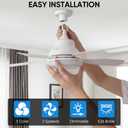 Socket Fan Light with Remote,24" Screw in Ceiling Fan Lights with 3 Colors Dimmable,3 Speed,2500 Lumens,Portable E26 Light Bulb Fan for Bedroom,Dining Room,Kitchen,Laundry Room,Garage.White