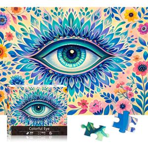 GIVEITALL 1000 Pieces Puzzles for Adults Kids,Flower Eyes Jigsaw Puzzle 1000 Pieces,High Difficult Challenging Puzzles Large Piece Colorful Art Family Decoration Gifts Puzzle (Flower Eyes)