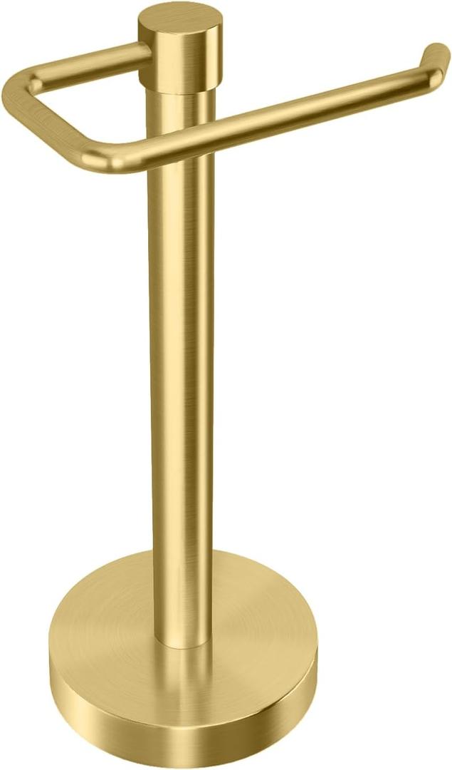YUMORE Hand Towel Holder Stand Countertop Towel Rack Free Standing Towel Bar Hanger for Bathroom Kitchen (Gold)