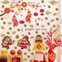 2026 Chinese New Year Window Cling,Lunar New Year Wall Sticker,Vinyl The Year of The Horse Window Cling,Spring Festival Wall Decal,God of Wealth Blossom Lantern Sticker for Glass Home