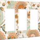 Colorful Paisley Pattern 3 Gang Rocker Light Switch Cover Triple Decora Wall Plate Decorative Switchplate Electrical GFCI Outlet Covers Faceplate for Kitchen Bathroom Farmhouse Home Decor