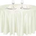 Ruisita 120 Inches Round Satin Tablecloths Ivory Overlay Round Satin Table Cover Bright Silk Smooth Fabric Tablecloth for Wedding Banquet Tables Decoration