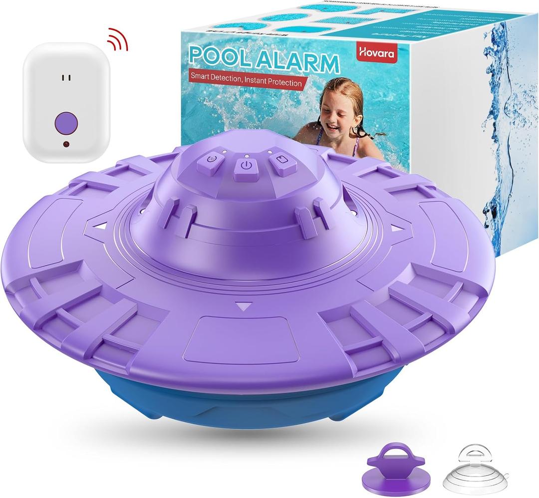 Pool Alarm, Floating Pool Safety Alarms for Inground & Above Ground Pools Loud 110dB Alert, Adjustable Sensitivity, Protection for Kids & Pets (Purple+Blue)