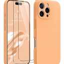 AOTESIER Magnetic for iPhone 16 Pro Max Case, [Compatible with MagSafe][Camera Protection], Food Grade Silicone Phone Case with [2 Screen Protectors], Anti-Scratch Lining, 6.9inch, Peach