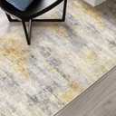 2'6''x16' Washable Kitchen Runner Rug: Modern Abstract Runners for Hallway Soft Non Slip Rugs with Rubber Backing Low Pile Thin Floor Carpet for Entryway Bedroom Bathroom Indoor(Grey/Yellow,2'6''x16')