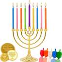 The Dreidel Company 135 Hanukkah Menorah Candles, Crayon Design, for All 8 Nights of Chanukah, Multicolored Bulk Family Pack