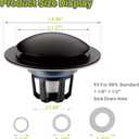 Pop Up Sink Drain Stopper Hair Catcher - Matte Black 2 Pack