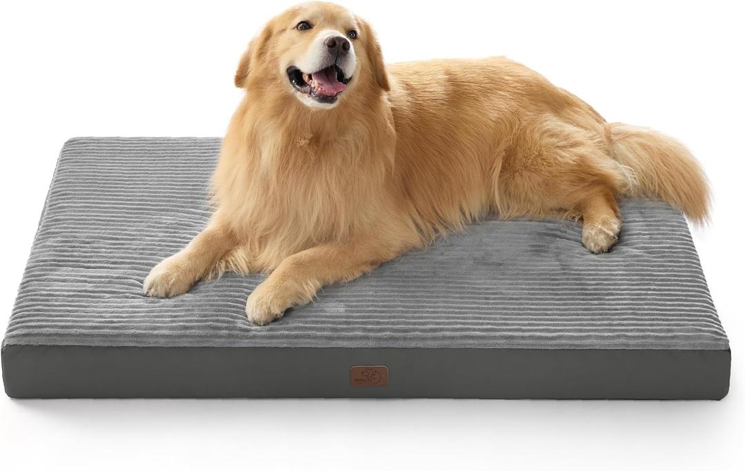 Bedsure ComfyFleece XXL Dog Bed for Crate - Extra Large Orthopedic Pet Beds with Removable Washable Cover, NOT Waterproof Egg Crate Foam Mat, Suitable for Pet Up to 100 lbs, 47x29x4, Not for Chewers (Charcoal Grey)