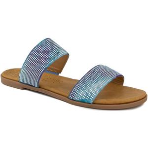 Sugar Women's Slide Sandals – Stylish Slip-On Flats for Casual, Dressy, Beach, or Pool Wear (Blueberry, 10)